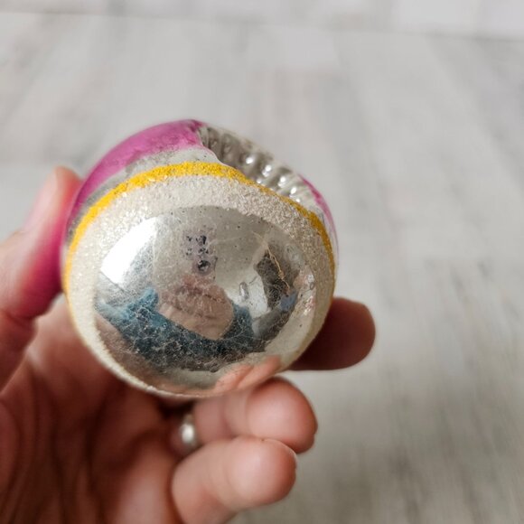 Radko shiny Brite double pink indent teardrop flocked Mercury glass ornament set - Picture 16 of 16